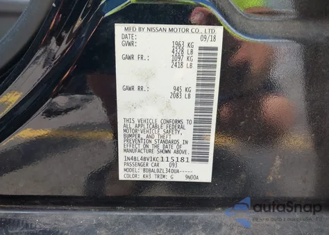 2019 Nissan Altima 2.5 S z USA, uszkodzony, nr VIN 1N4BL4BV1KC115181